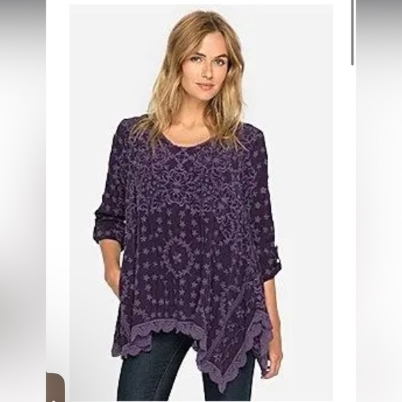 JOHNNY WAS PURPLE JOSSIMAR FLOWY TUNIC XS 💜💜💜 - Picture 5 of 12